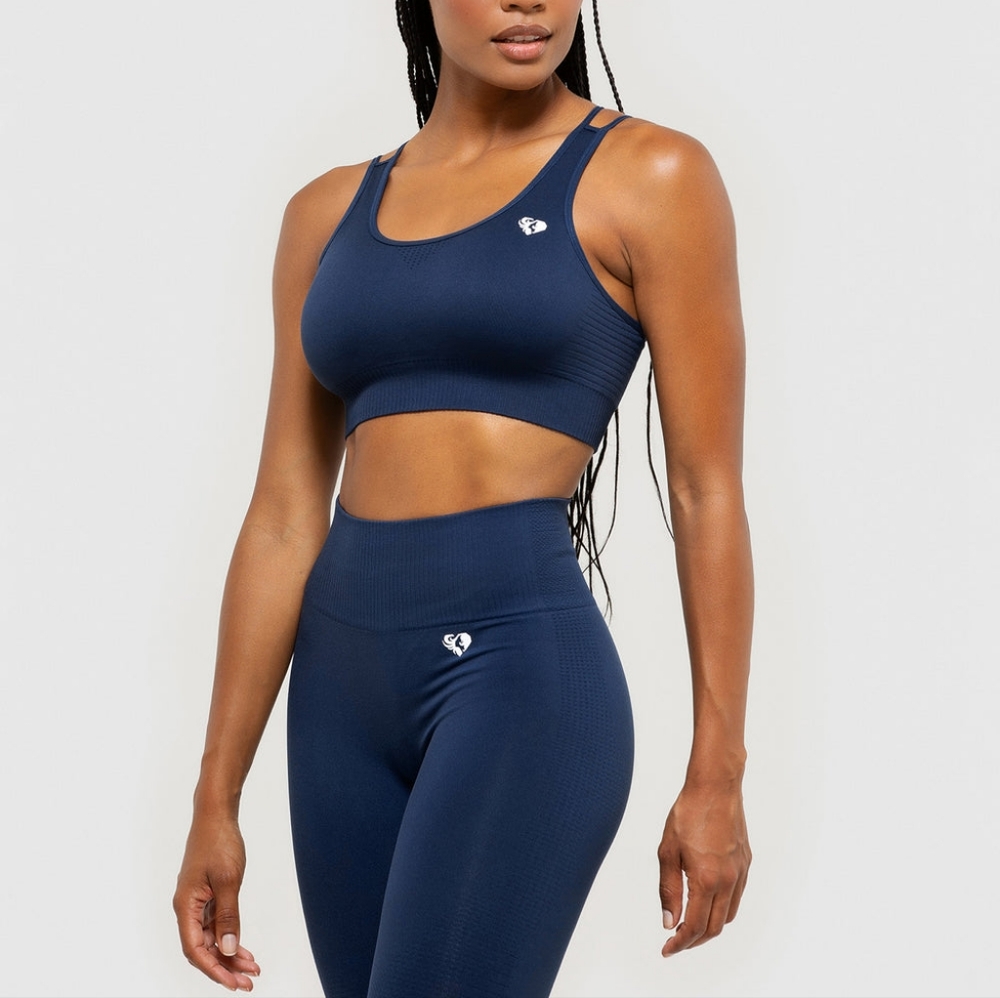 Women's Best Sapphire Blue Power Seamless Leggings & Sports Bra Set in Small